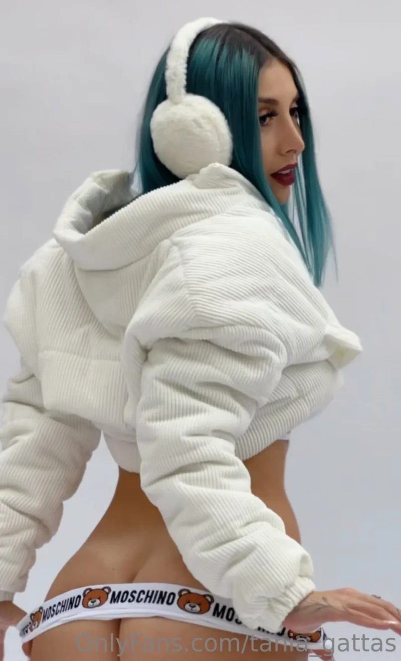 leaked onlyfans Tania Gattas in white hoodie and Moschino thong showing off her ass